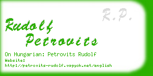 rudolf petrovits business card